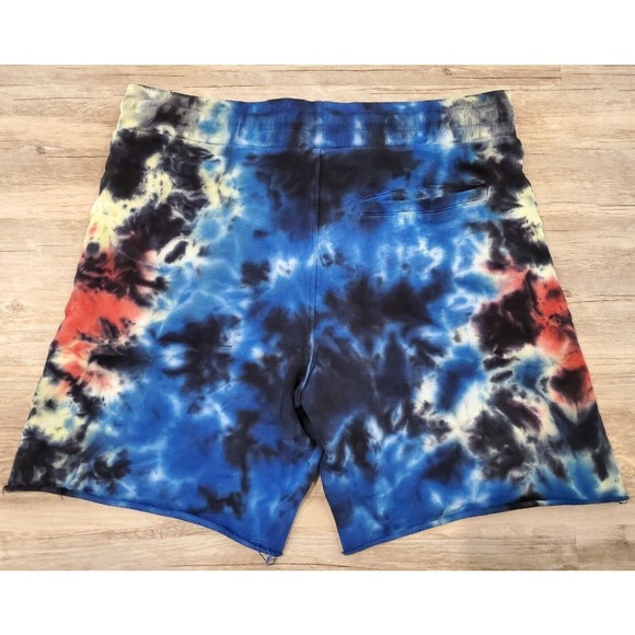 GUESS Tie Dye French Terry Cloth Sweat Shorts 7" Inseam Frayed Hem Sz L - Picture 8 of 16